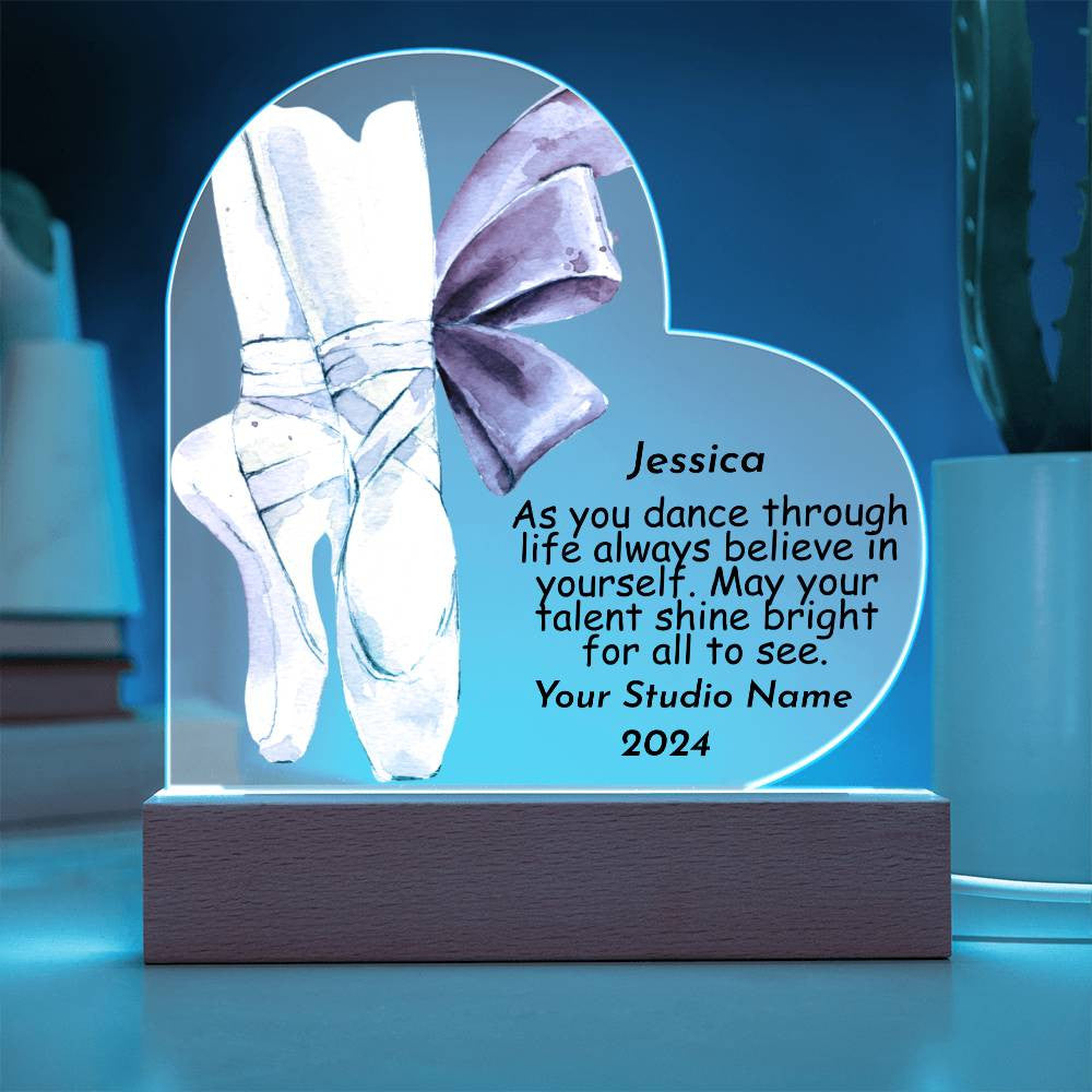Personalized Dance Gift for Recital or Senior Year Acrylic Heart Plaque-[Heartfelt Family Gift]