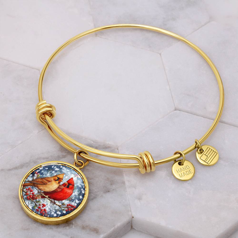 Floral Cardinals Personalized Engraved Necklace Bracelet or Keychain