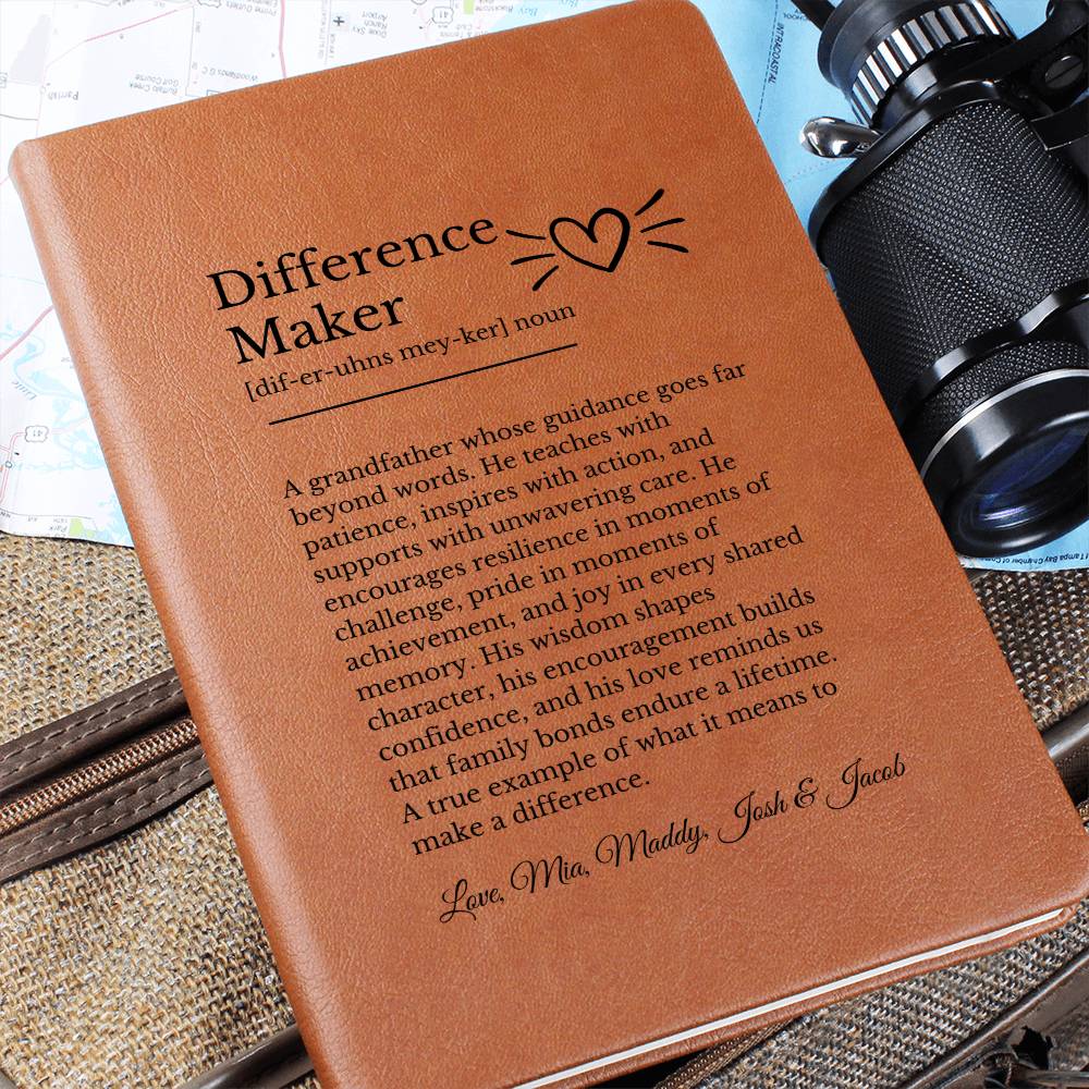 Personalized Grandfather Journal, Vegan Leather Notebook, Gift for Granddad, Inspirational Quote Journal, Custom Gift for Grandpa
