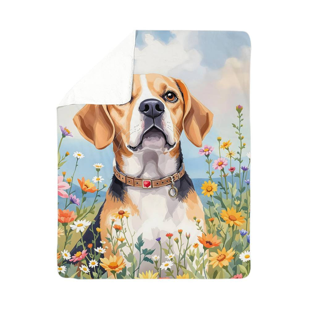 Beagle Dog Wildflower Floral Woven Blanket-[Heartfelt Family Gift]