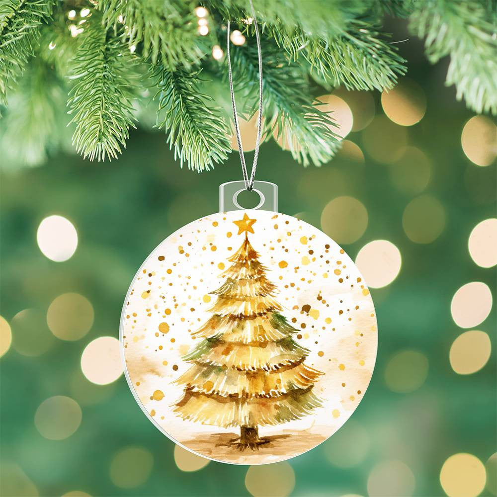Christmas Tree Gold Acrylic Christmas Ornament-[Heartfelt Family Gift]