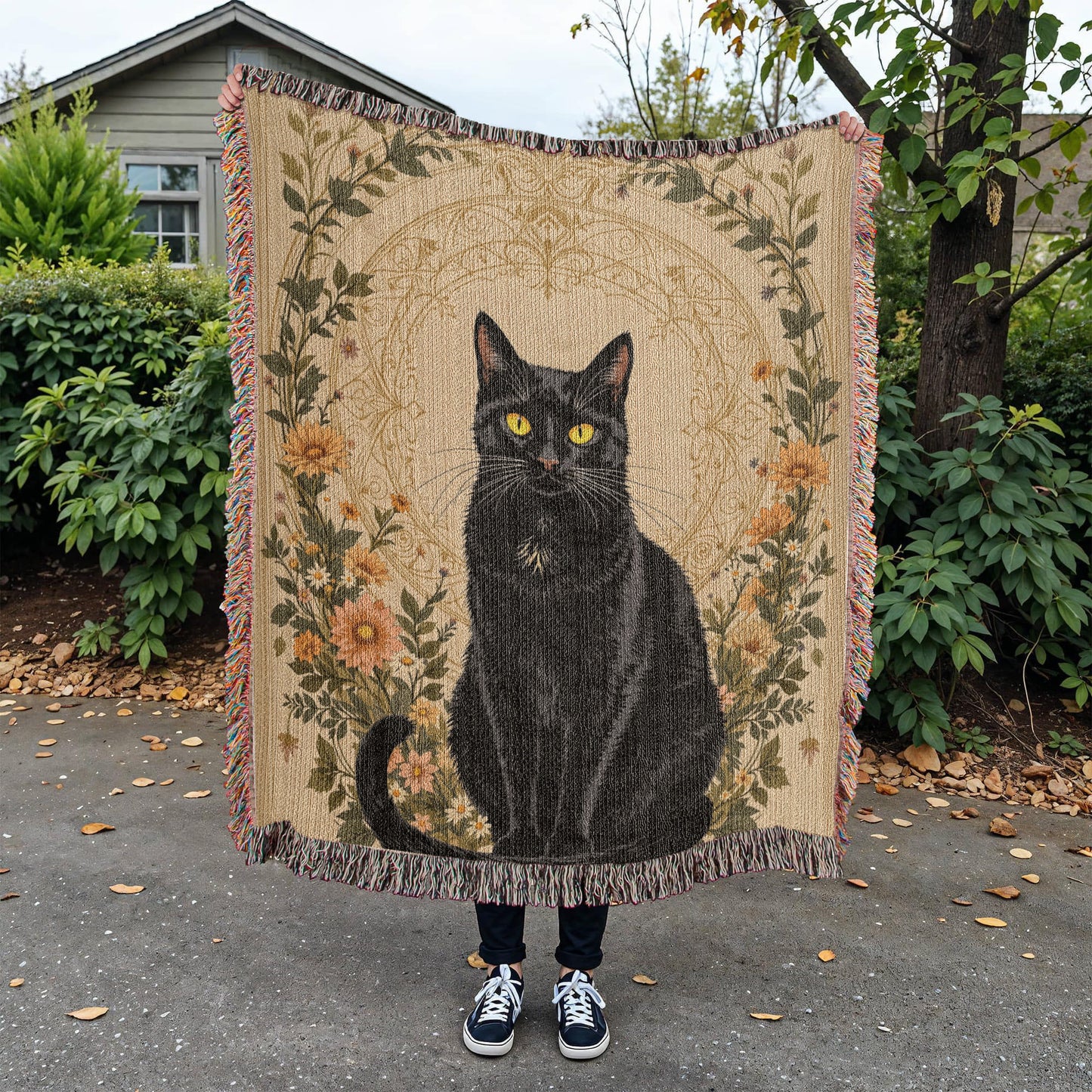 Black Cat Woven Blanket-[Heartfelt Family Gift]
