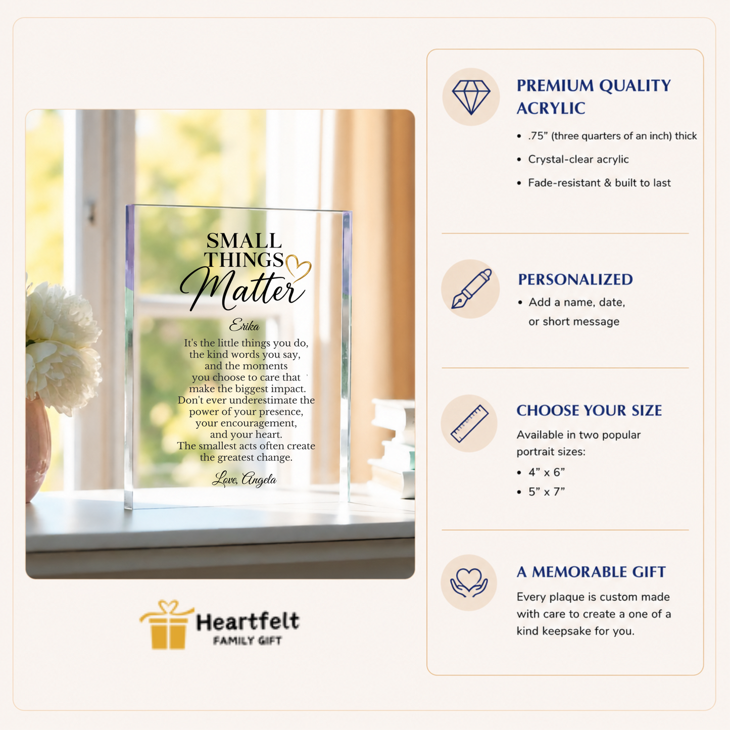 Small Things Matter Thank You Appreciation plaque