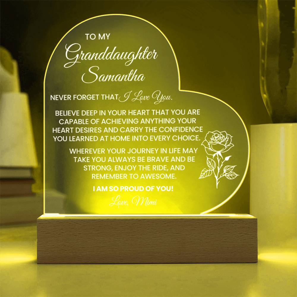 Personalized Granddaughter Plaque Gift with Name