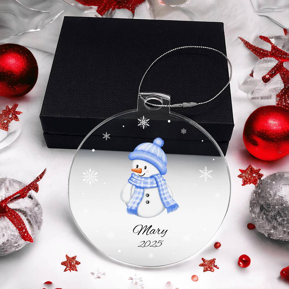 blue snowman christmas tree ornament Acrylic Ornament Plaque