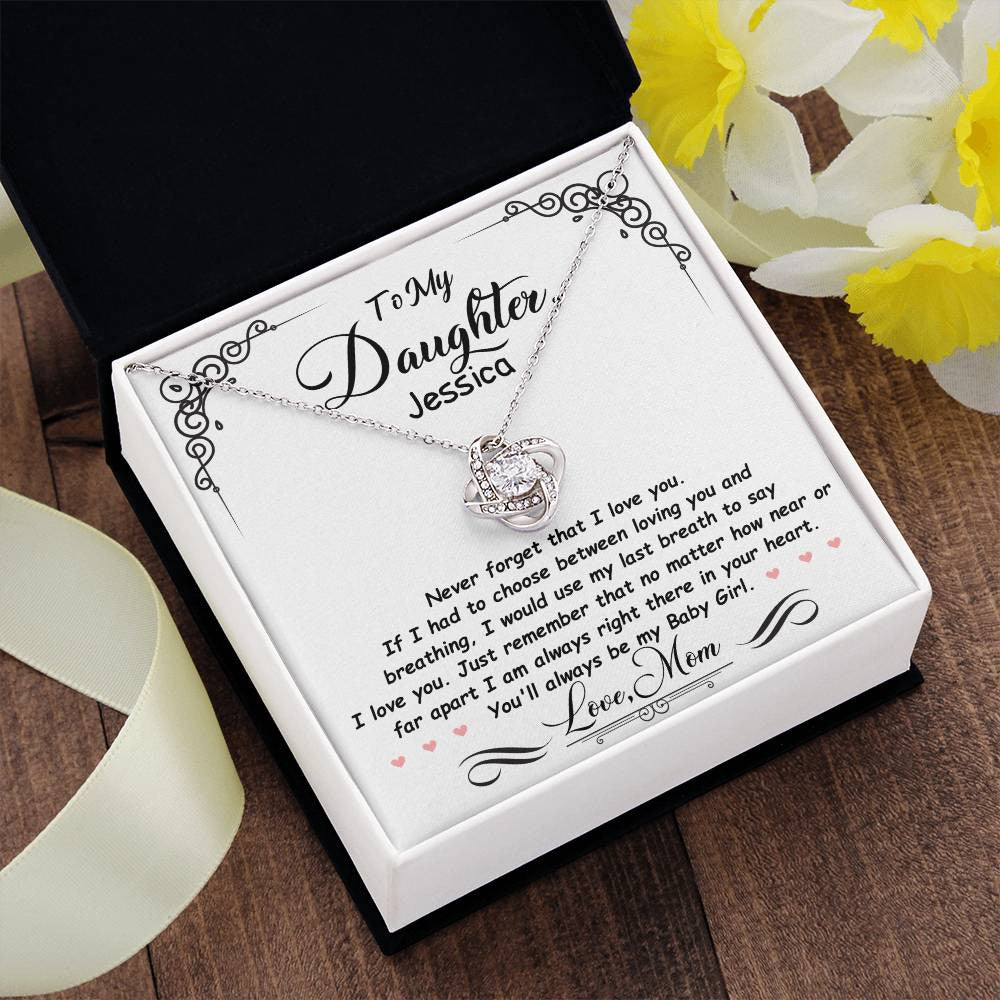 Personalized Love Knot Necklace Gift for Daughter from Mom or Dad-[Heartfelt Family Gift]