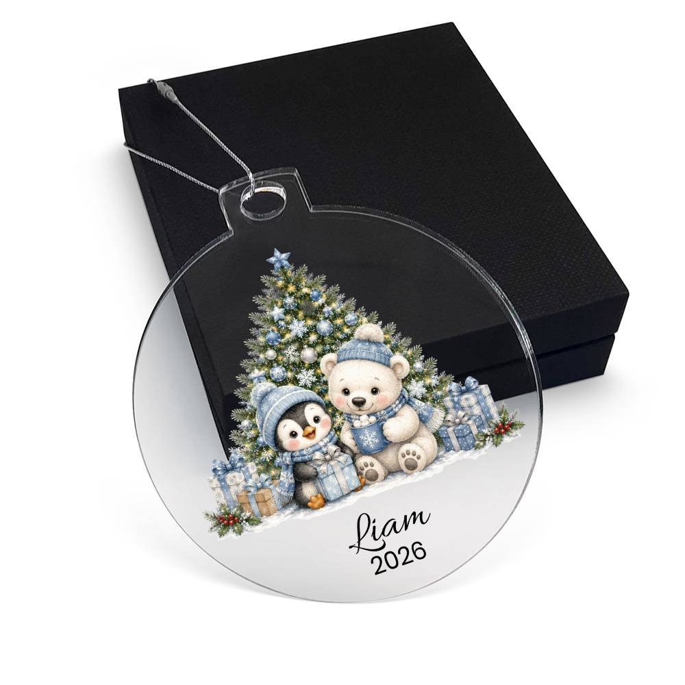 Polar Bear Penguin Kids Christmas Ornament