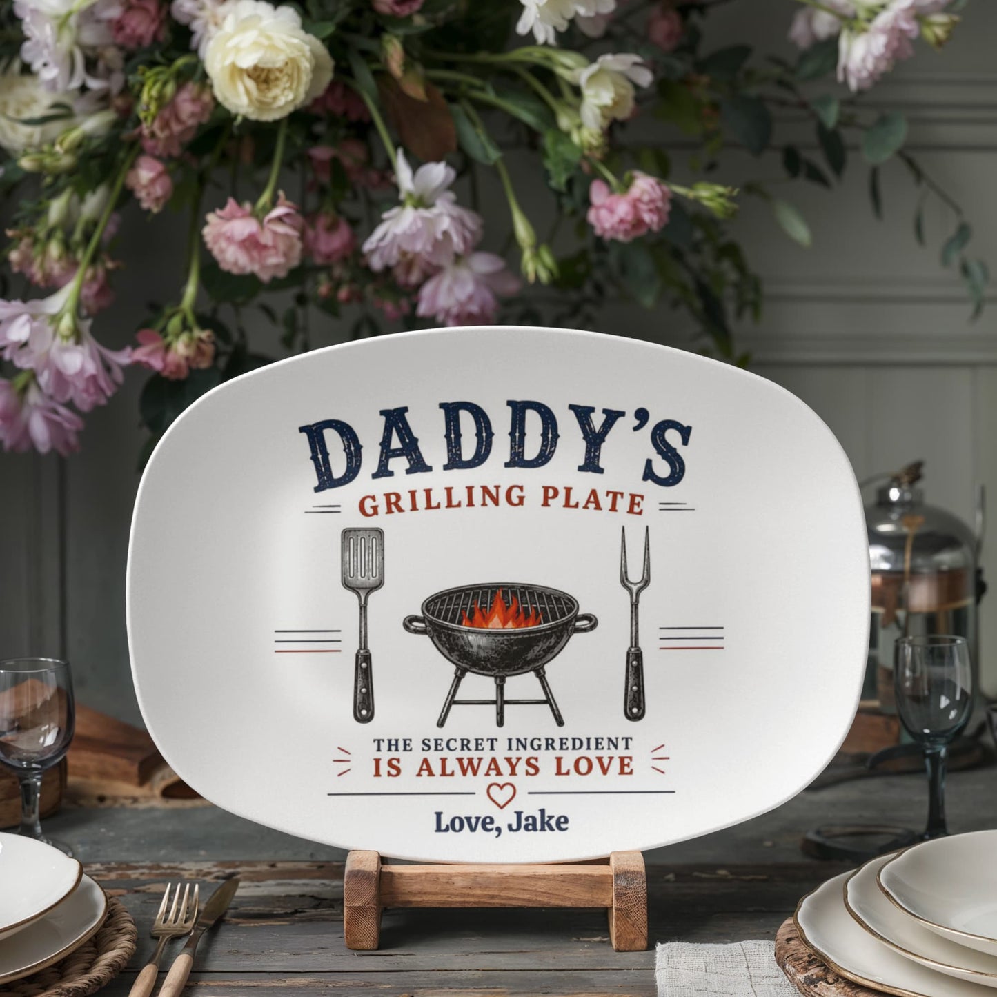 Personalized Dad Grilling Plate, Custom BBQ Gift, Father's Day Grill Platte from Kids, Gift for Grill Master