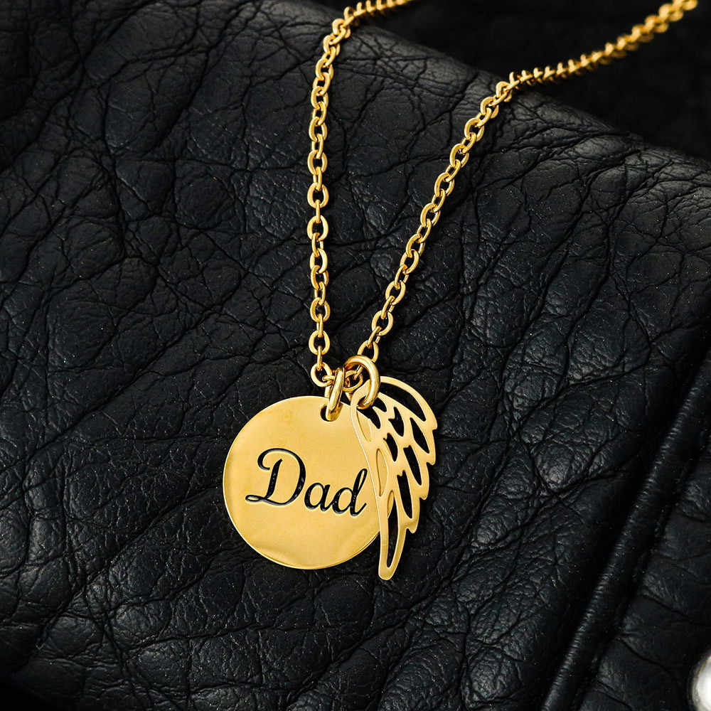 dad Memorial Necklace Angel Wing Charm-[Heartfelt Family Gift]