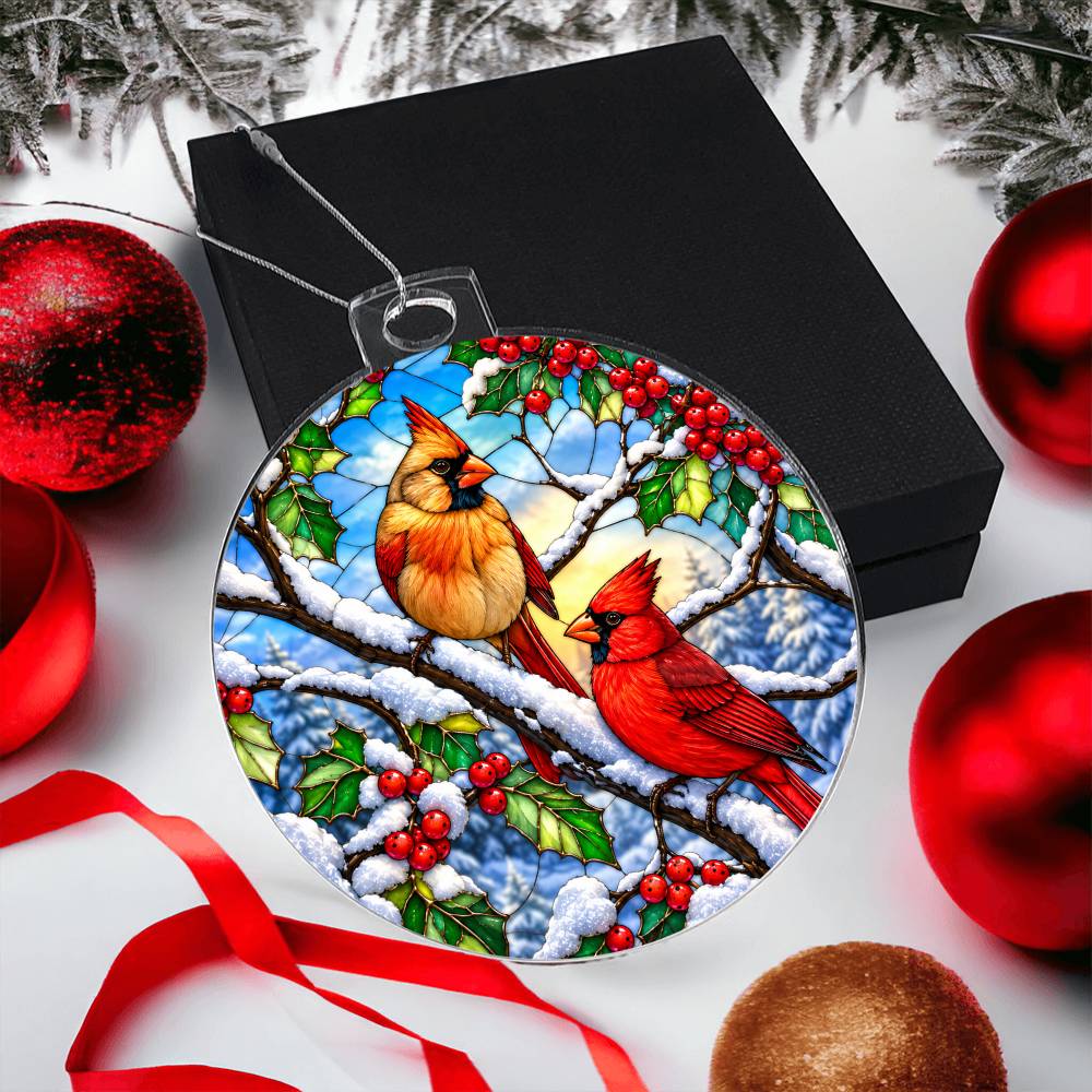 Cardinal Stained Glass Ornament