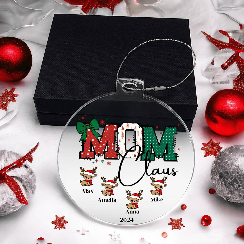 Mom Claus Acrylic Christmas Ornament-[Heartfelt Family Gift]