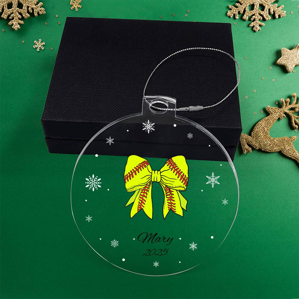 Personalized Softball Christmas Ornament