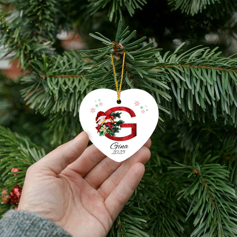 Initial Name Letter Heart Ornament