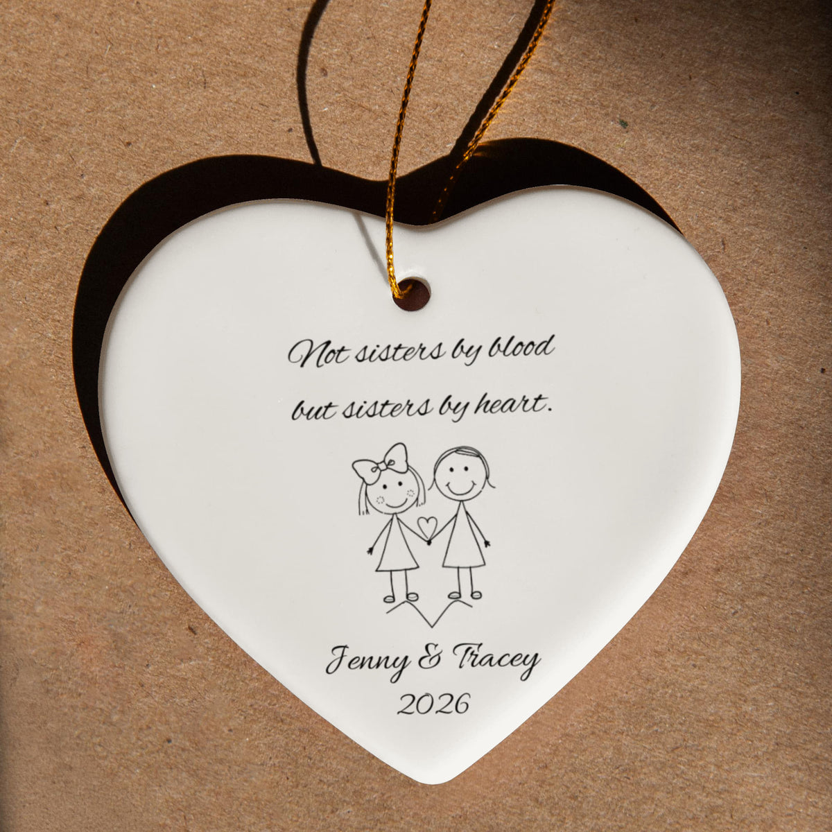 Soul Sister Best Friend Ceramic Heart Ornament
