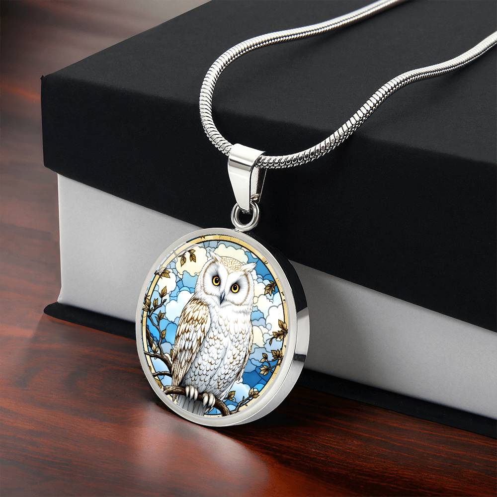 Snowy Owl Engraved Necklace or Bracelet in Gold or SIlver