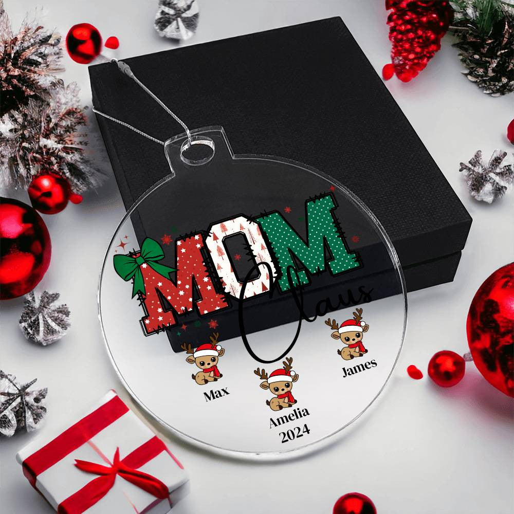 Mom Claus Acrylic Christmas Ornament-[Heartfelt Family Gift]