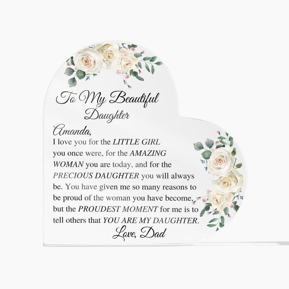 Daughter Acrylic Heart Plaque-[Heartfelt Family Gift]