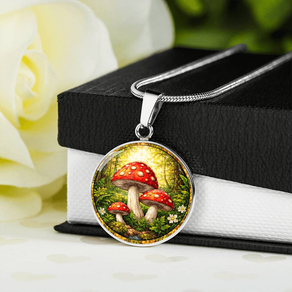 Mushroom Engraved Necklace Bracelet or Keychain