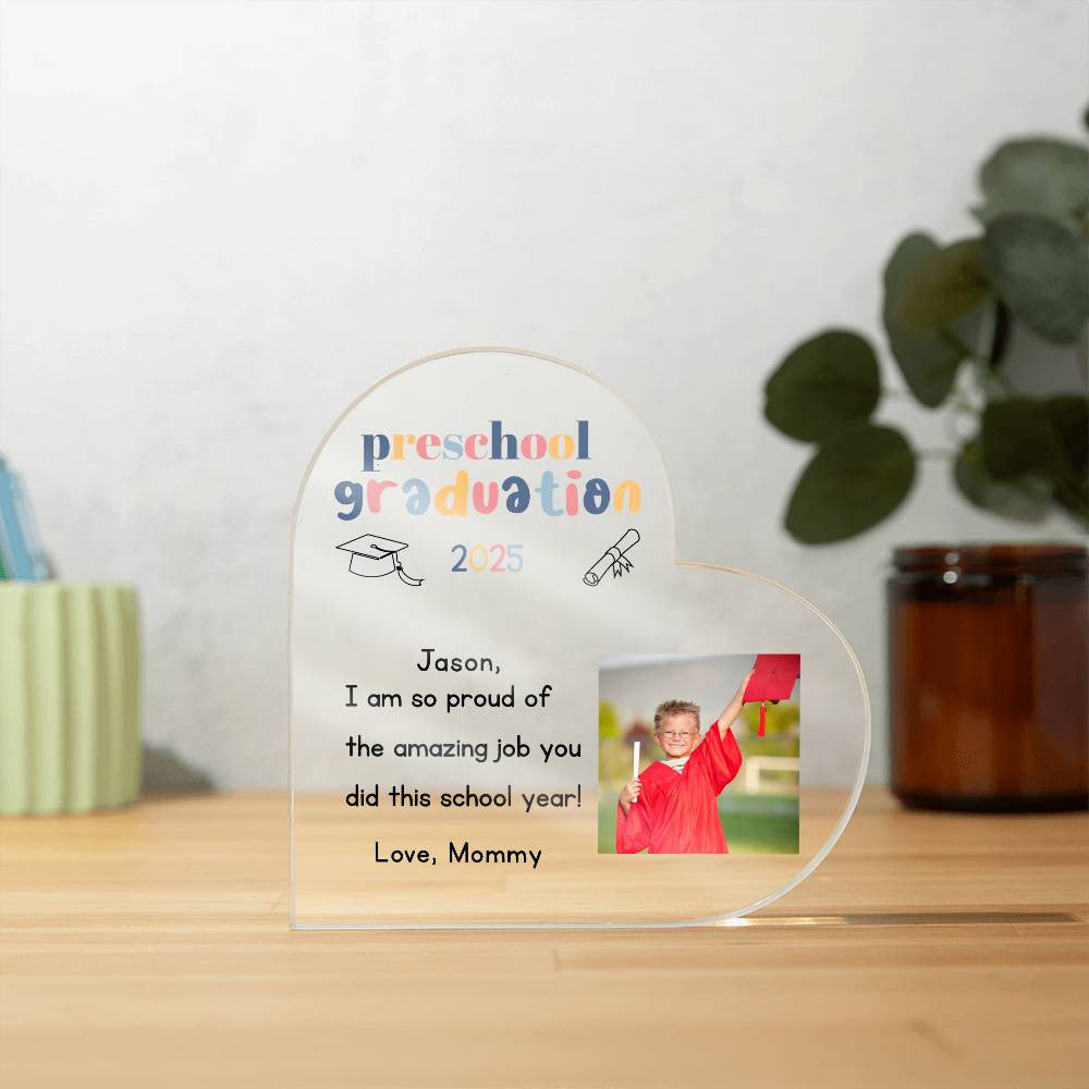 Personalized Preschool Graduation Heart Plaque Gift-[Heartfelt Family Gift]