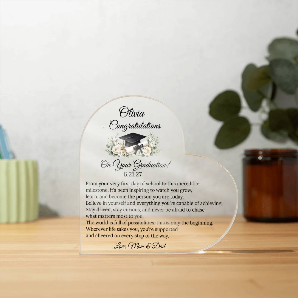 Personalized Graduation Acrylic Heart Gift