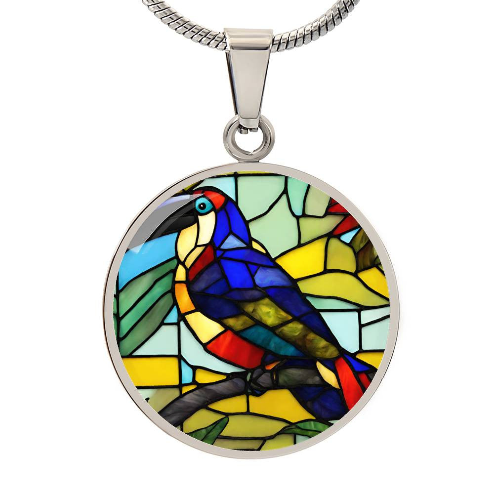 tucan 2 Polar Bear Round Pendant Necklace in Gold or silver-[Heartfelt Family Gift]