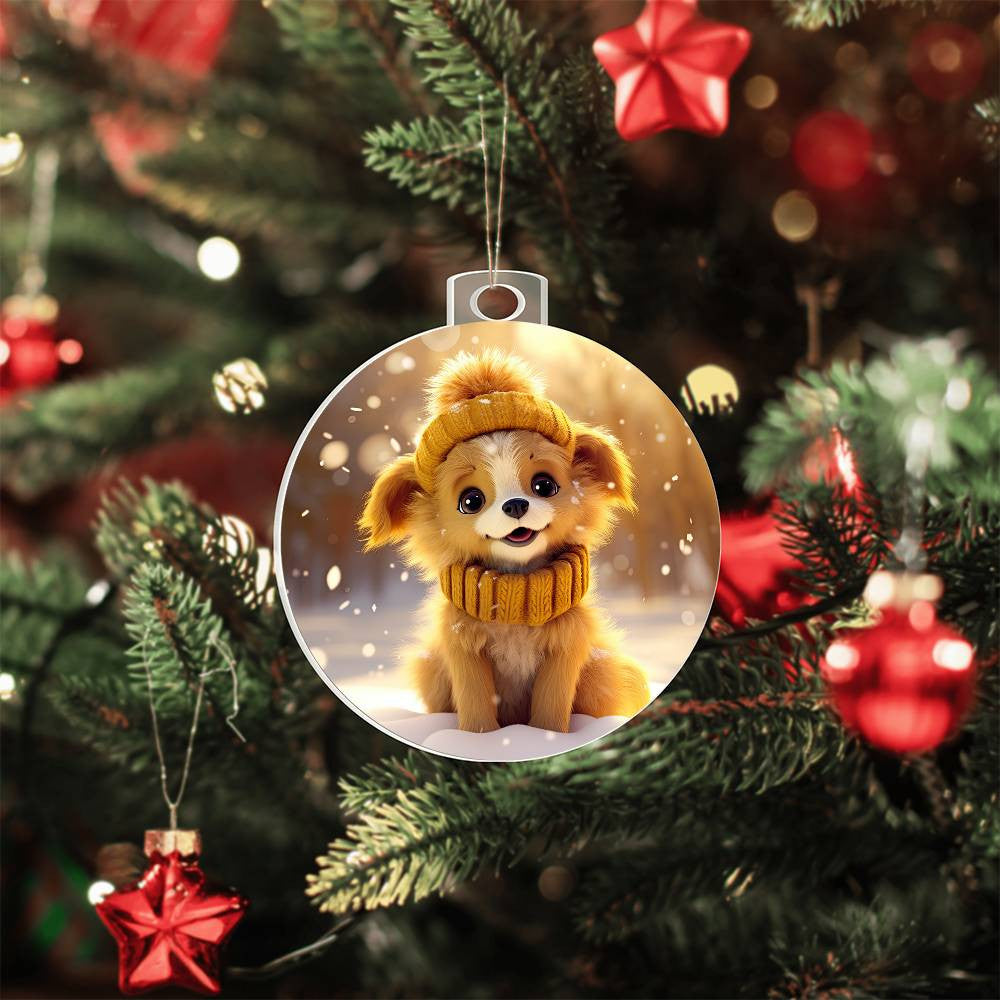 Cute Puppy Acrylic Christmas Ornament-[Heartfelt Family Gift]