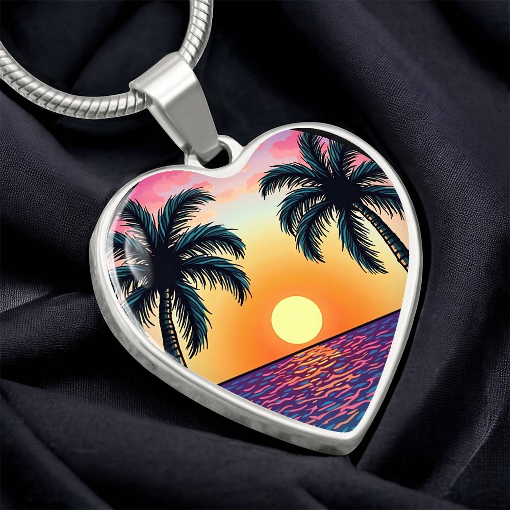 Palm Tree Beach Necklace with Engraving