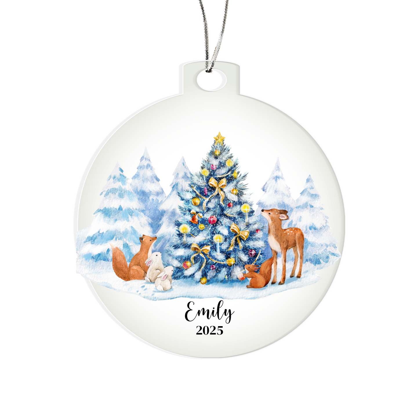 Personalized Woodland Animals Acrylic Heart Ornament