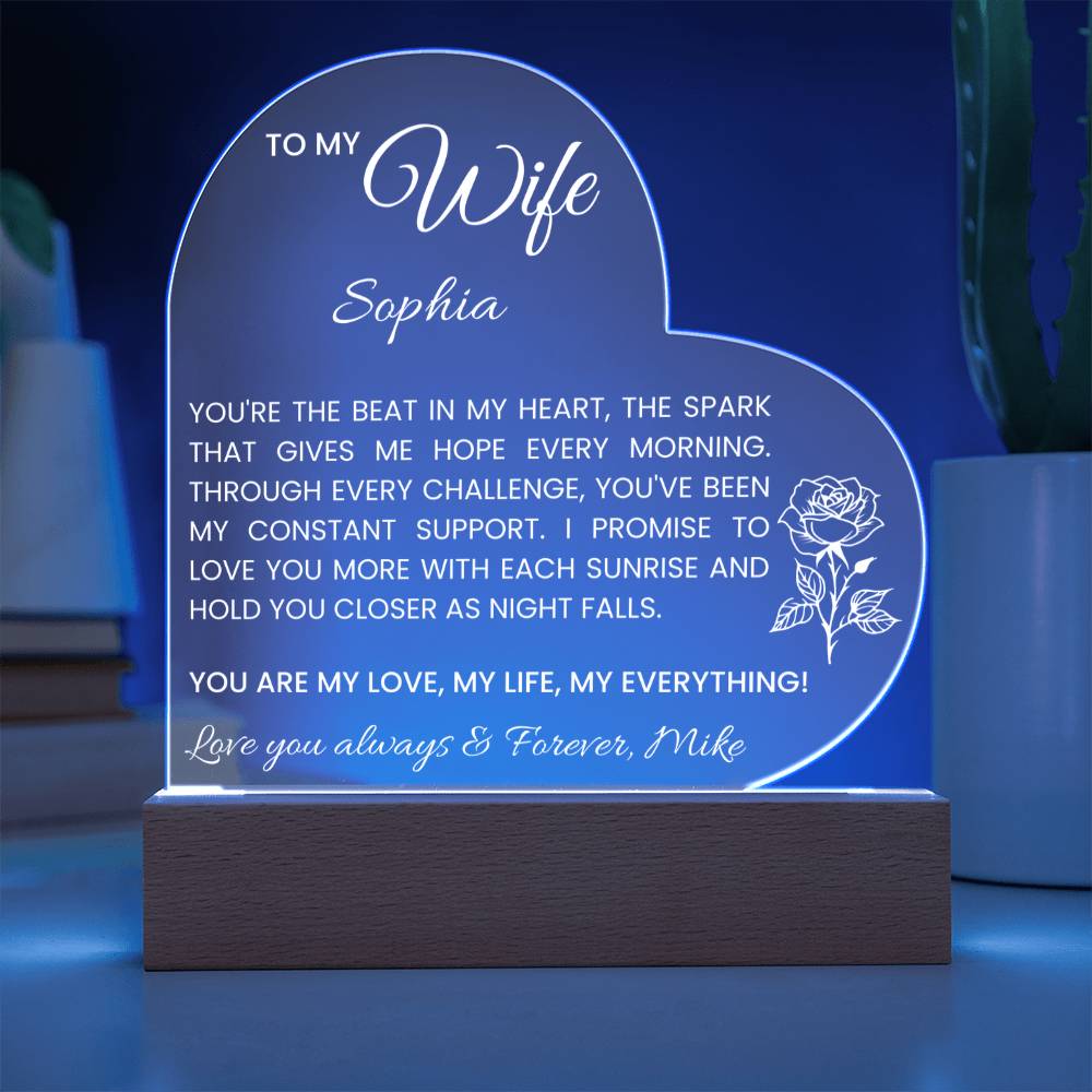 Personalized Wife Acrylic Heart Plaque