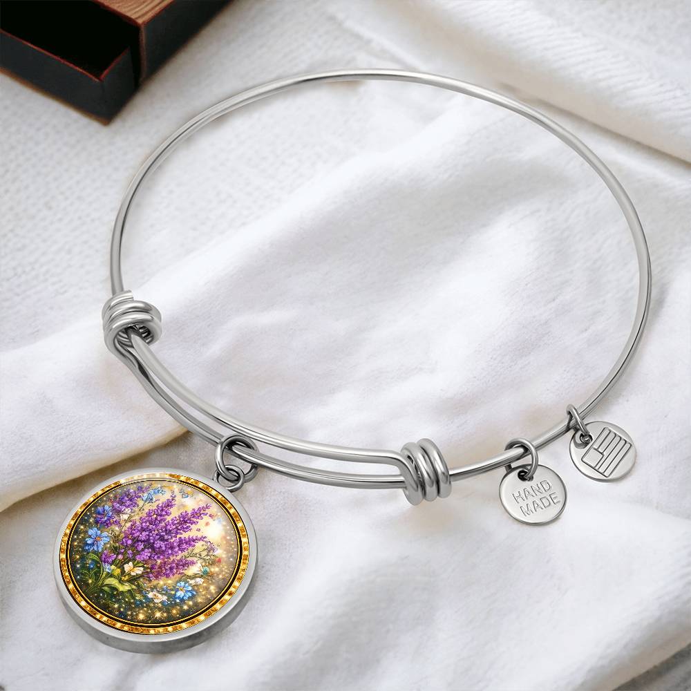 Lavender Flowers Personalized Engraved Necklace Bracelet or Keychain