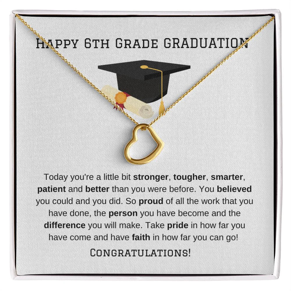 6th Grade Graduation Gift Gold Heart Necklace-[Heartfelt Family Gift]