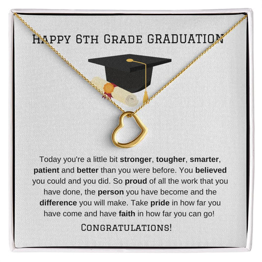 6th Grade Graduation Gift Gold Heart Necklace-[Heartfelt Family Gift]