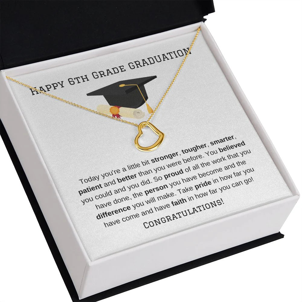 6th Grade Graduation Gift Gold Heart Necklace-[Heartfelt Family Gift]