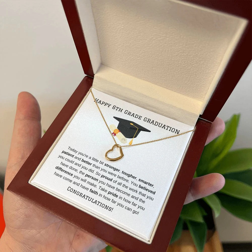 6th Grade Graduation Gift Gold Heart Necklace-[Heartfelt Family Gift]