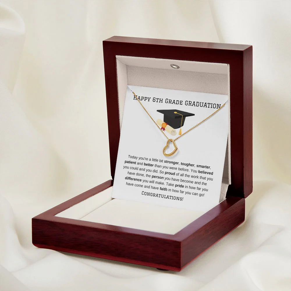6th Grade Graduation Gift Gold Heart Necklace-[Heartfelt Family Gift]