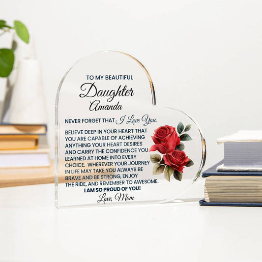 Personalized Daughter Acrylic Heart Plaque