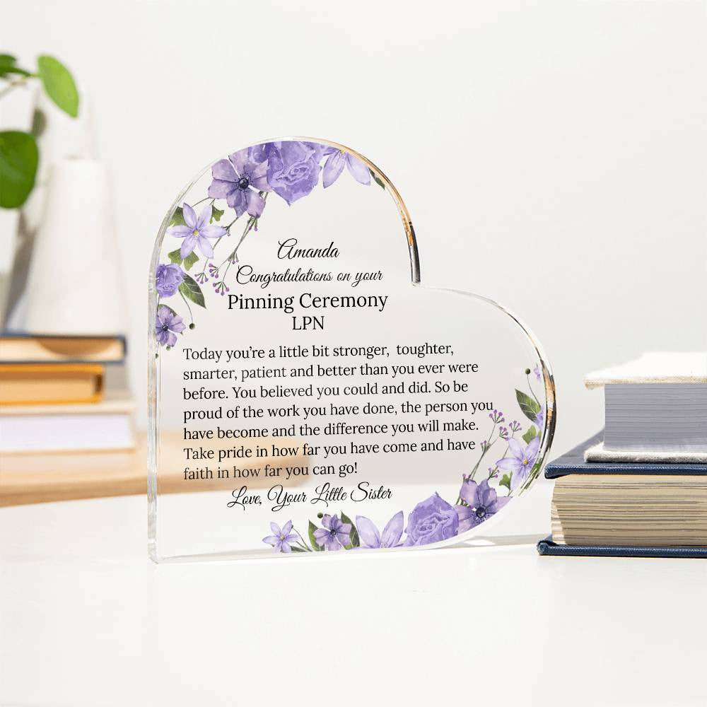Nursing Graduation Pinning Ceremony Acrylic Heart Gift