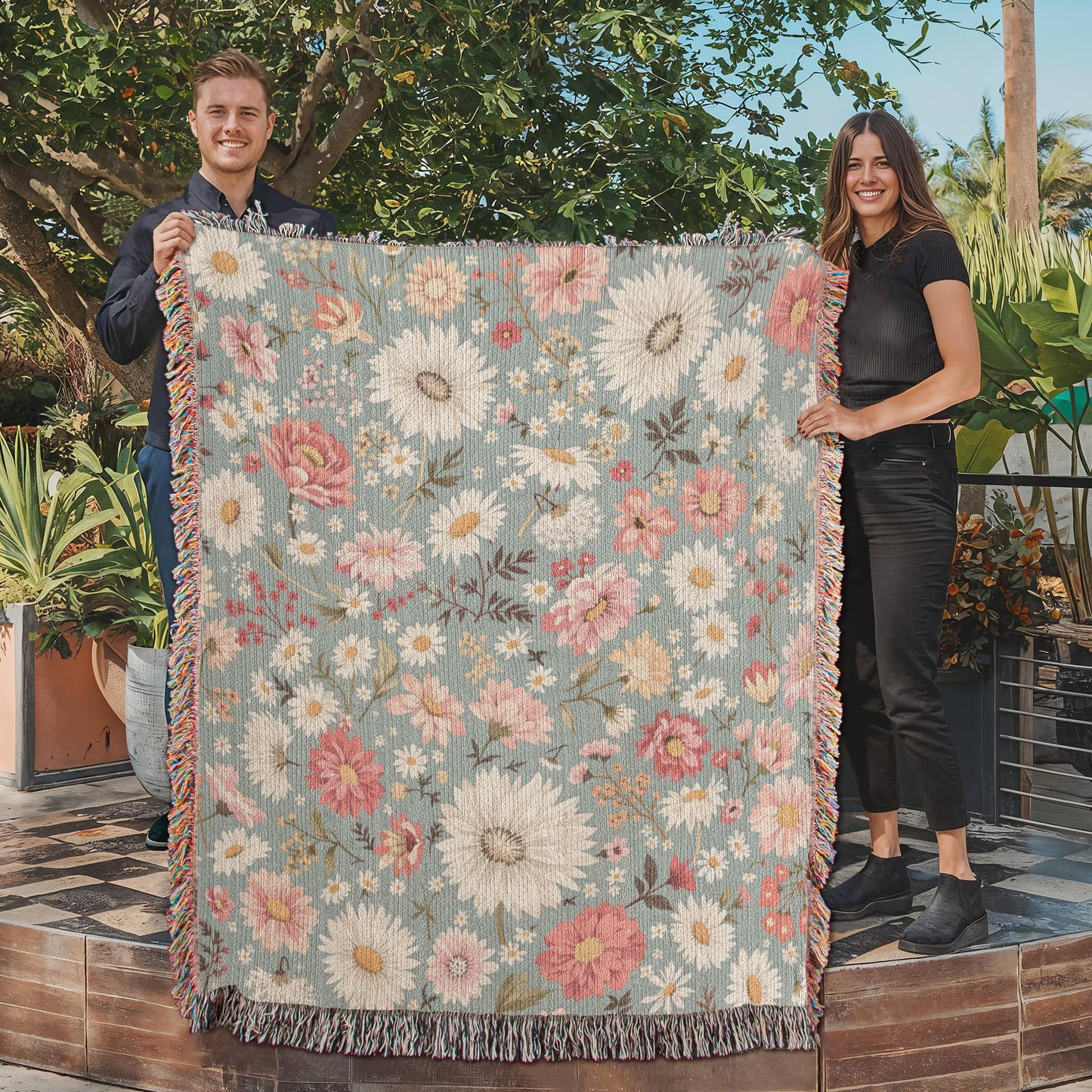 Floral Woven Blanket-[Heartfelt Family Gift]