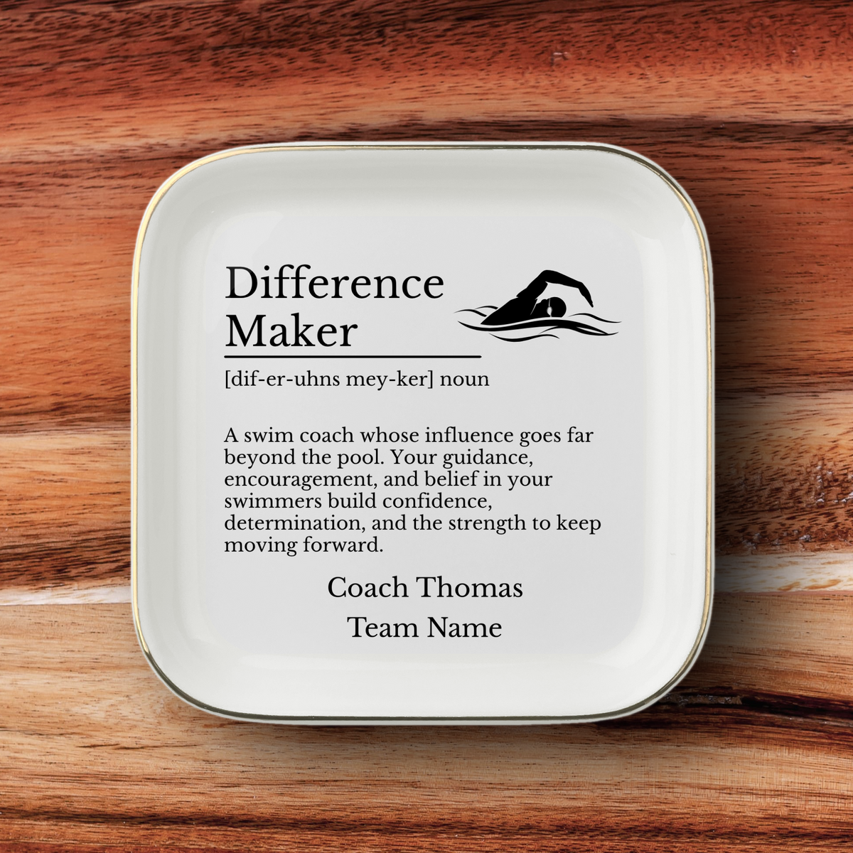Swim Coach Jewelry Dish Trinket Tray