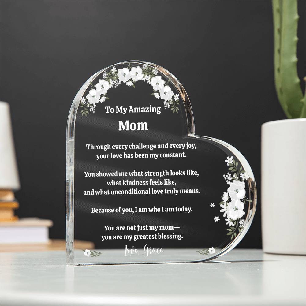 Mom Acrylic Heart Block