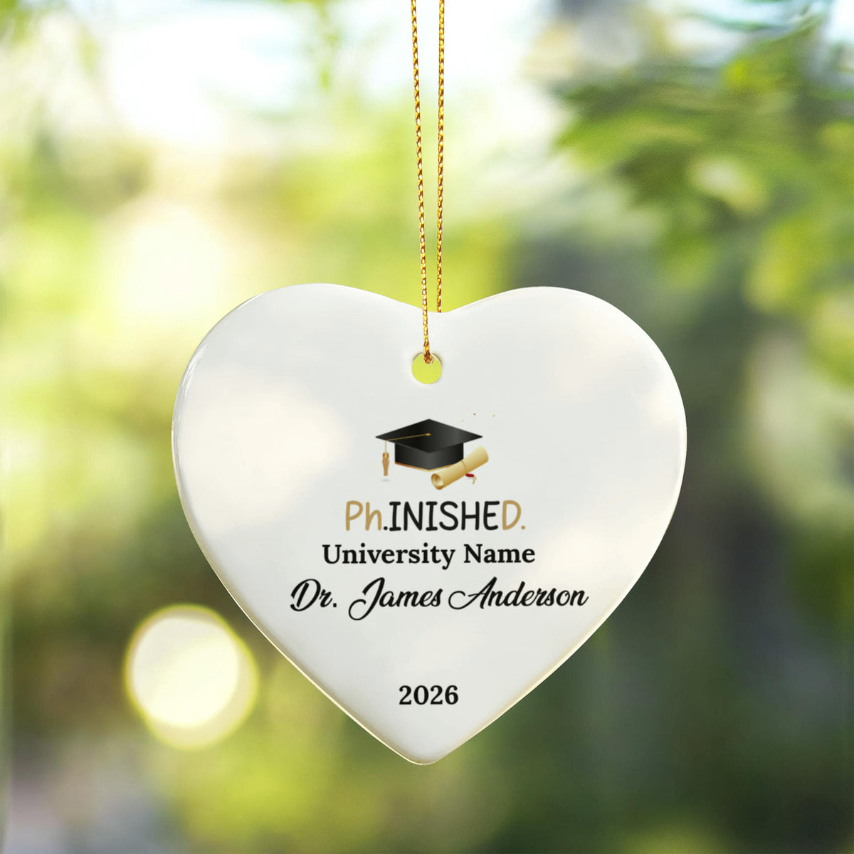 Phd Doctorate Degree Ceramic Heart Ornament