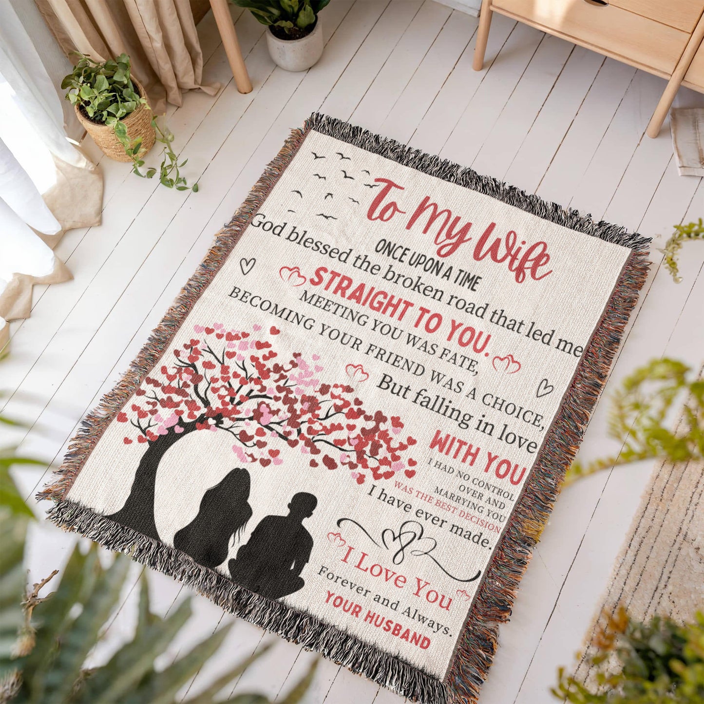 To My Wife Woven Blanket Gift from Husband-[Heartfelt Family Gift]