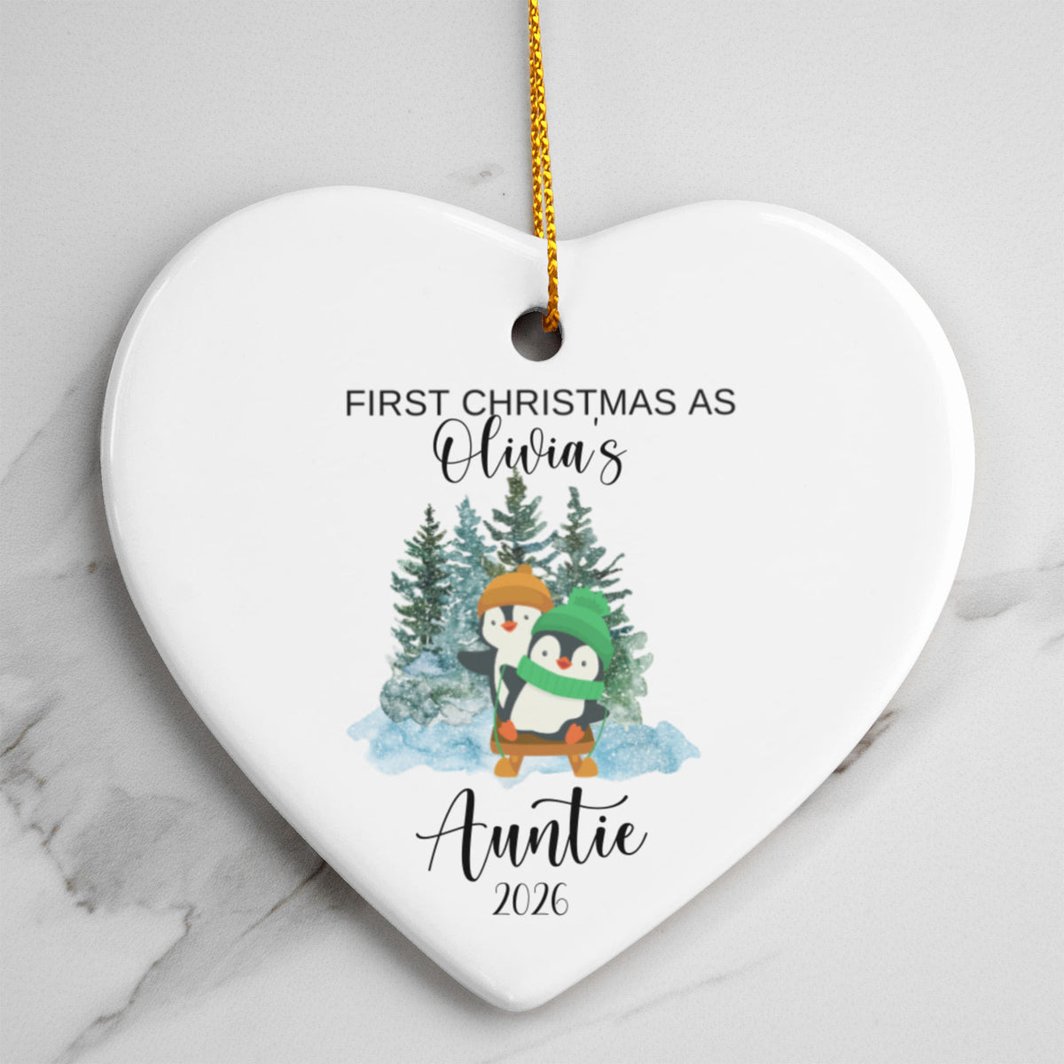 First Christmas As Aunt Heart Ornament