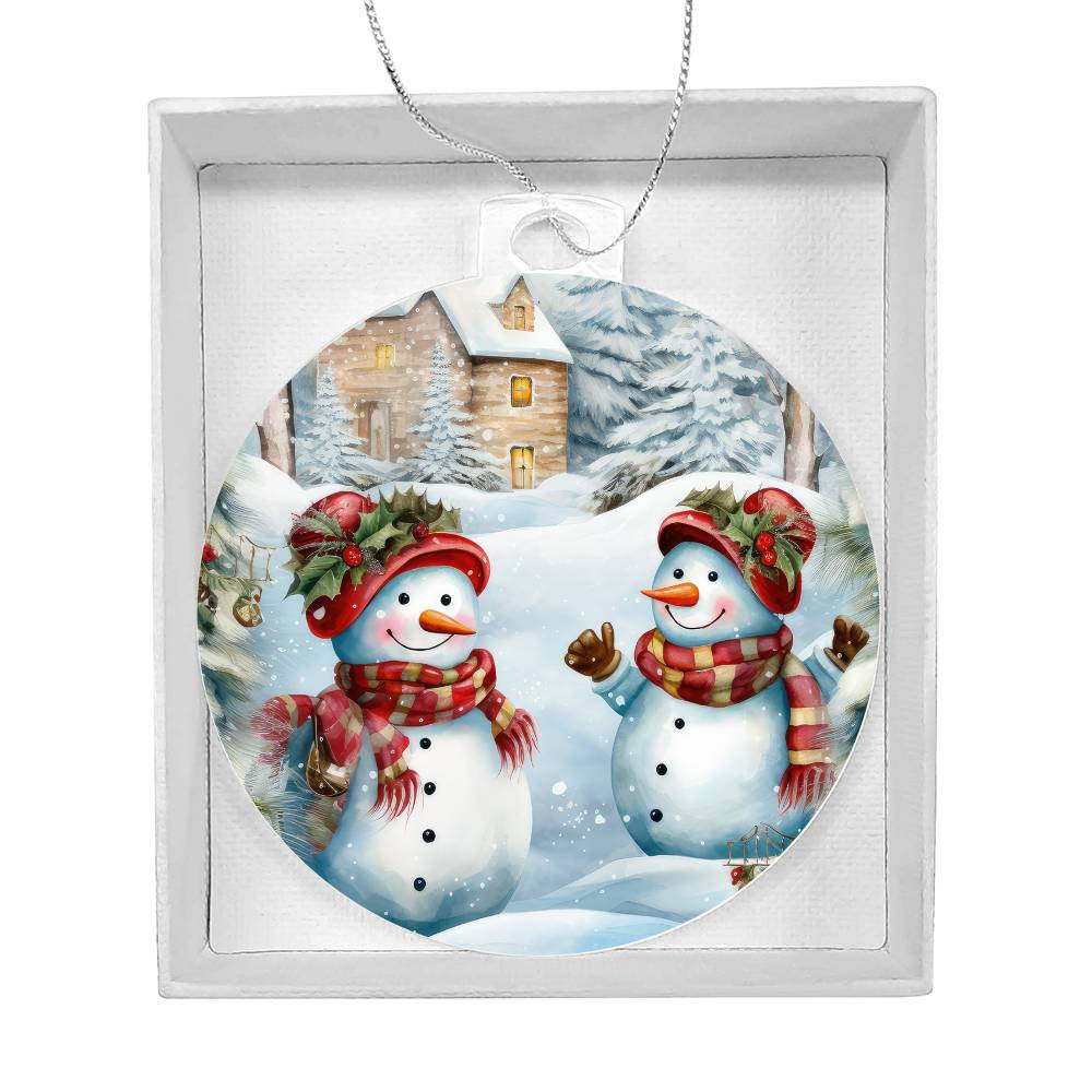 Snowmen Acrylic Christmas Ornament-[Heartfelt Family Gift]
