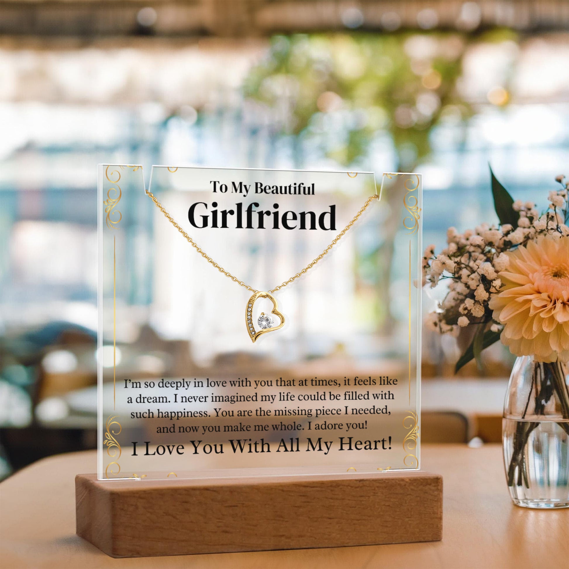 Girlfriend Lighted Jewelry Holder with Necklace Gift Set-[Heartfelt Family Gift]