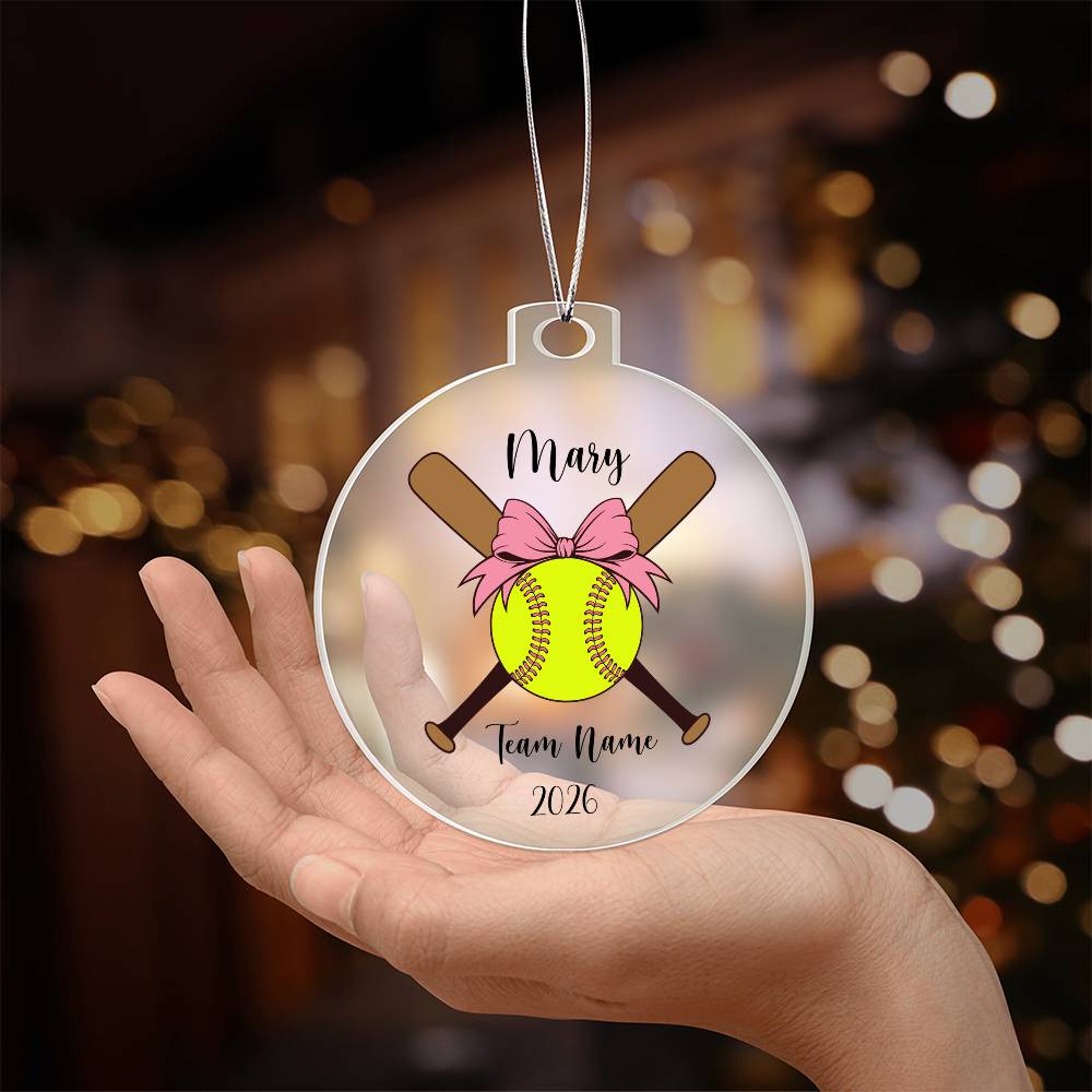 Personalized Softball Christmas Ornament
