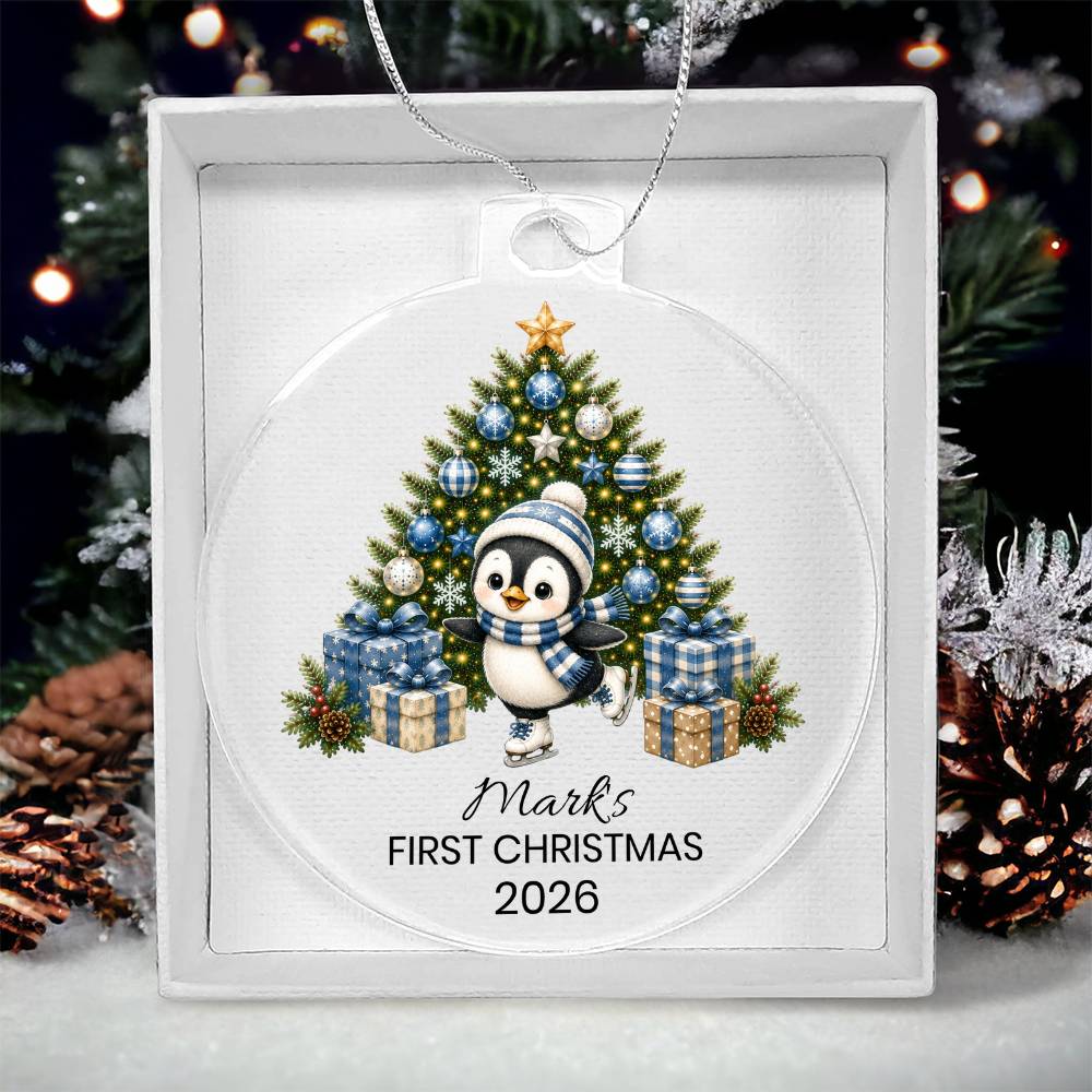 Personalized Penguin Christmas Ornament for Kids
