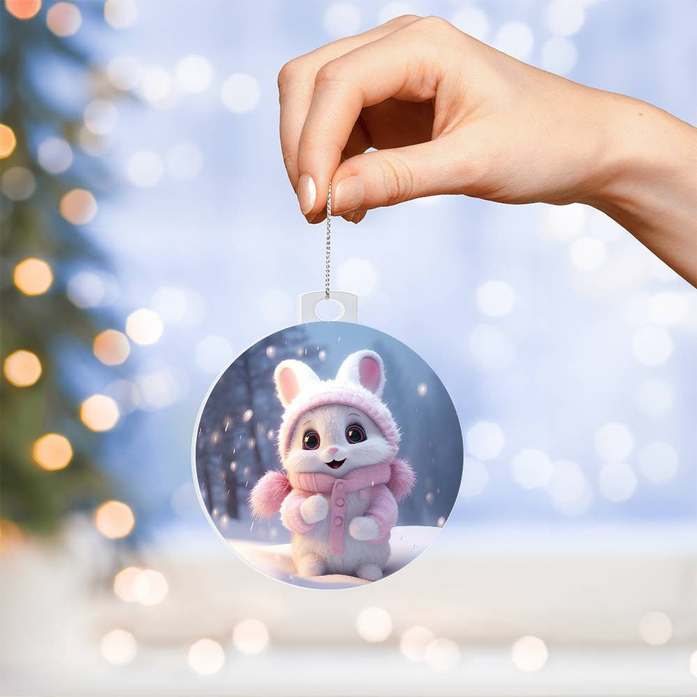 Bunny Acrylic Christmas Ornament-[Heartfelt Family Gift]