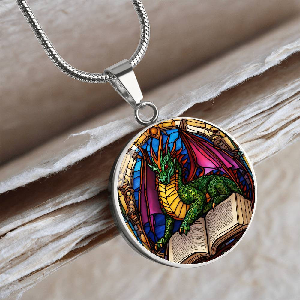 Dragon Round Pendant Necklace in Gold or silver-[Heartfelt Family Gift]