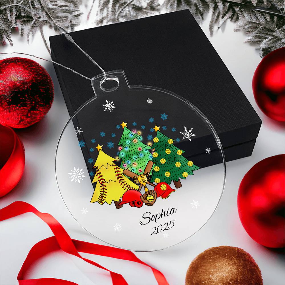 Softball Christmas Tree Ornament